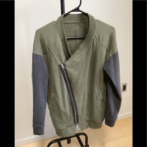 Grey and green Lululemon full zip sweater